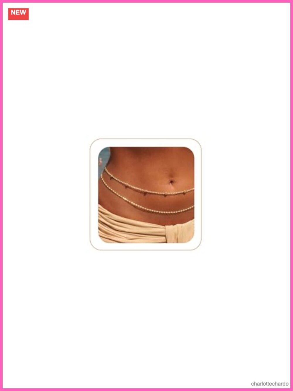 14K Gold Plated Waist Chain for Women Layered Bead Belly Chain